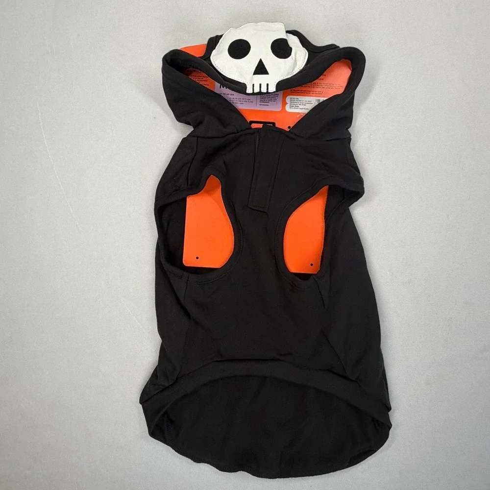 Boots & Barkley Skeleton Glow in the Dark Dog Hoodie Sweatshirt Black Medium New